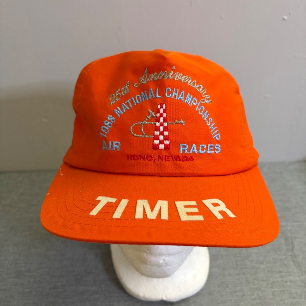 Sportcap Air Races Hat Mens OSFA Orange 1988 National Championship Timer Vintage
